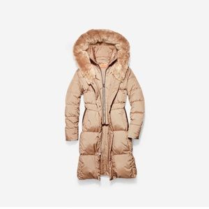 Down Coat with Faux Fur -Lined Hood